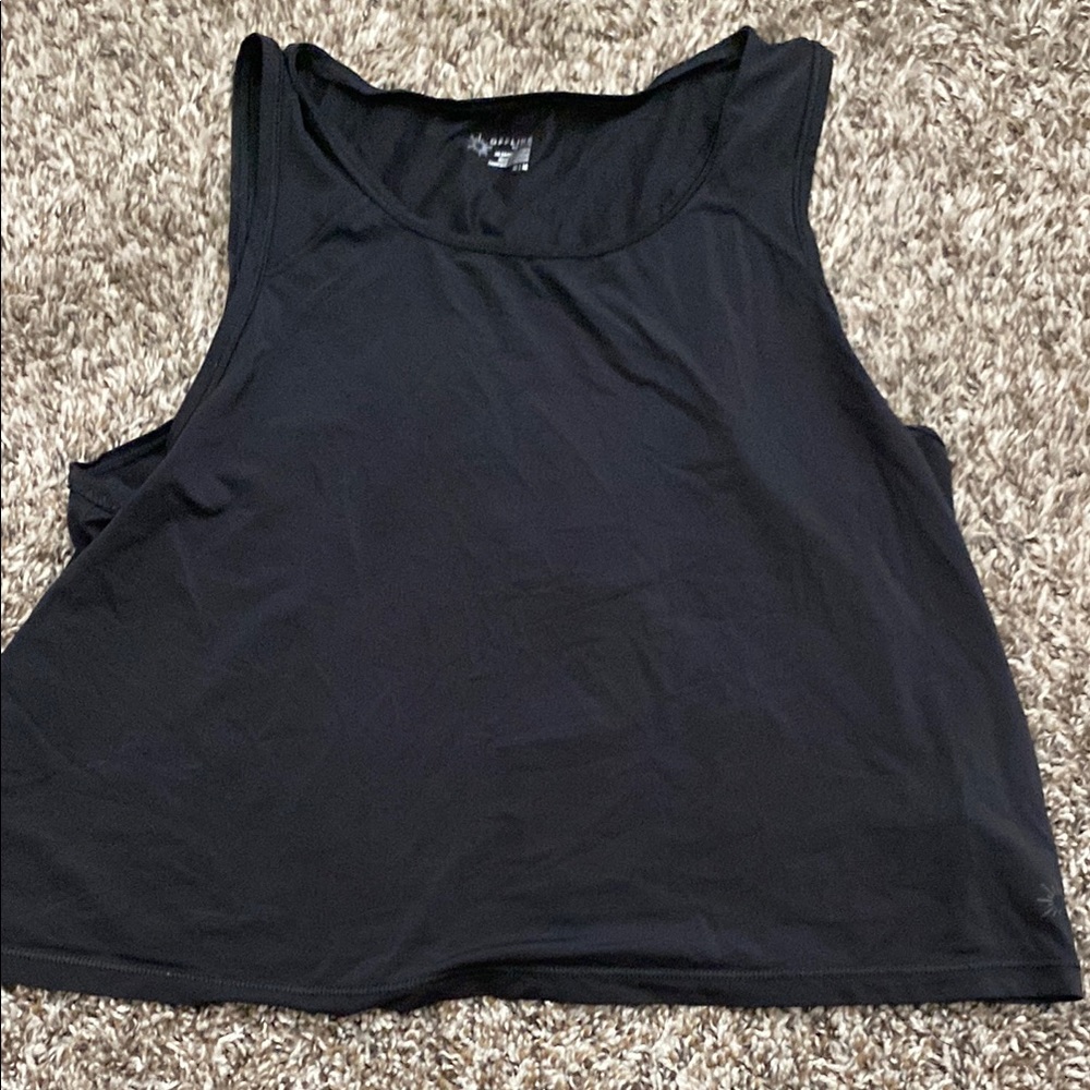 Aerie Black Sleeveless Crop Tank Top